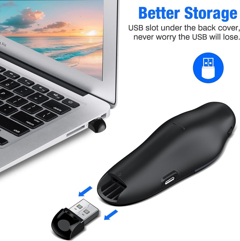 DinoFire Presentation Remote, RF 2.4GZ Rechargeable USB Slide Clicker for Powerpoint Presentation Presenter for Laptop/Computer/MAC - Image 4